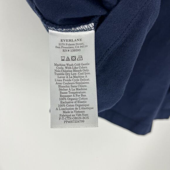 Everlane Tee Size XL Navy Organic Cotton Boxy Crop T Shirt Tee Minimalist Basic - Picture 6 of 7